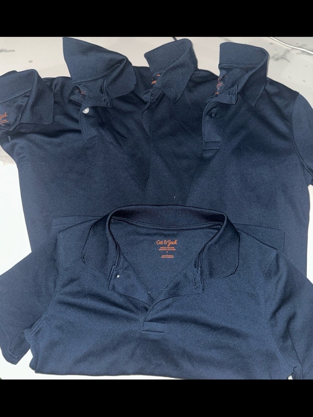 5 Cat & Jack Dark Navy Polo 10/12 Uniform Shirts Boys Girls